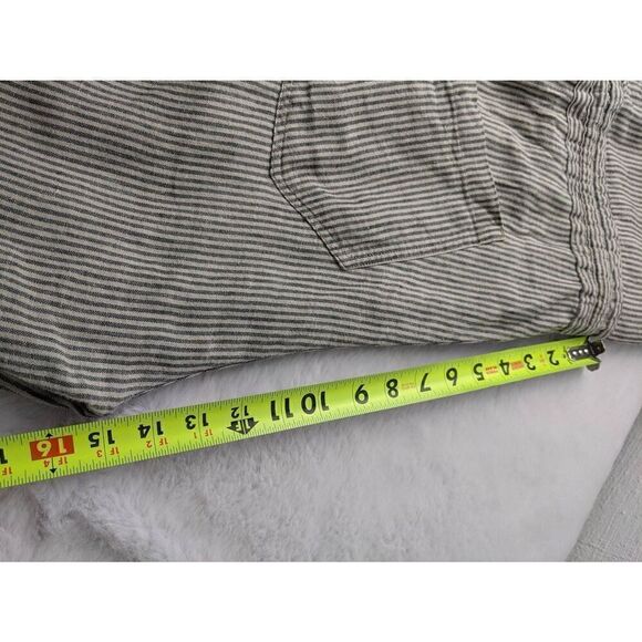 Not Perfect Linen Sleeveless Jumpsuit Gray Striped Women's Size M Medium Drawstr - Picture 9 of 13